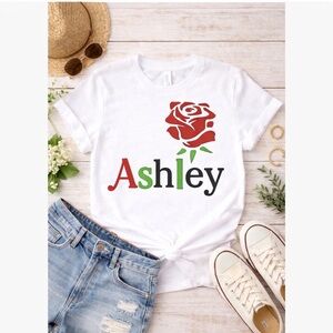 Personalized Rose Name T-Shirt | Custom Name Floral Graphic Tee | Gift for Her